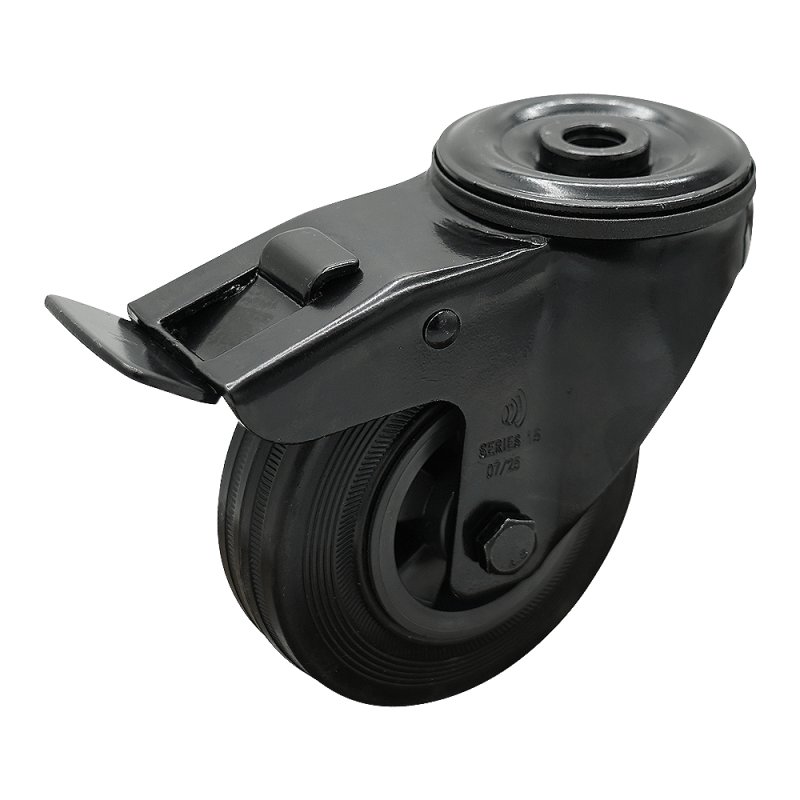 roulette pivotante 100mm Novio Noir série 01 ᠆ 15 trou pour boulon roulement à rouleaux