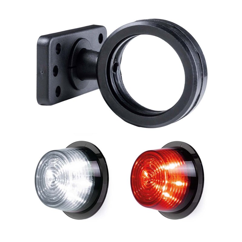 LED breedtelamp set 12-24V | dark | rood-wit | korte paal