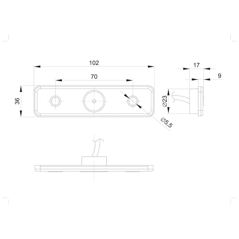 LED markeringslicht rood | 12-24V | 50cm. kabel | 1,5mm². connector