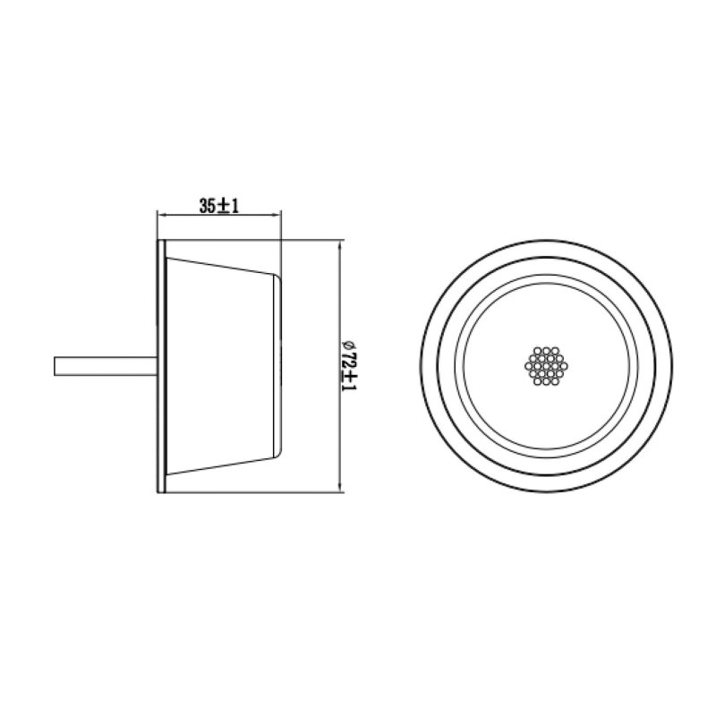 LED module dark lens | rood | 12-24V | 5m. kabel