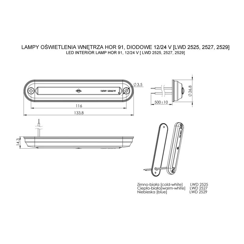 LED interieurlamp compact - 6500K - 220lm - 12-24V