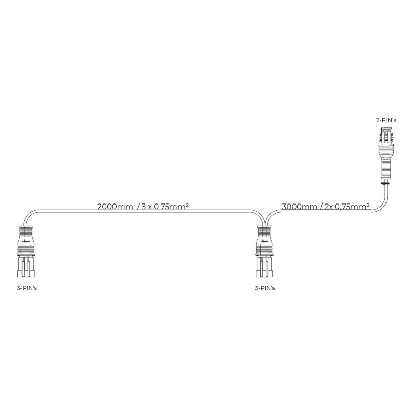 Y-kabel Superseal tbv. flitser 1x 2-PIN | 2x 3-PIN
