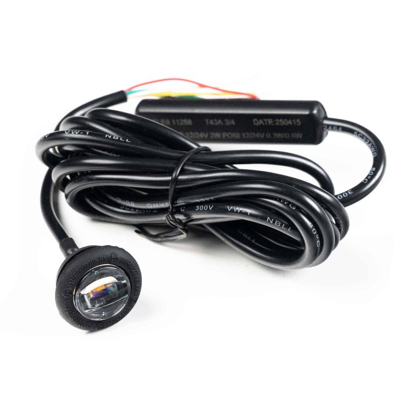 LED markeerlicht rood met R65 flitser 12-24V 200cm kabel