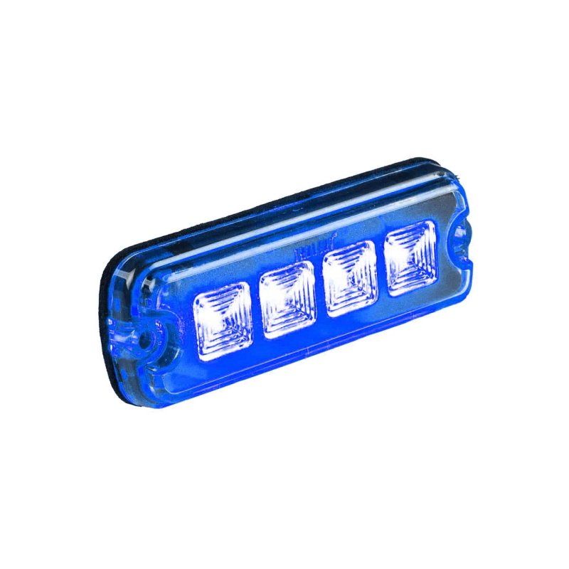 LED R10 flitser 4-LED blauw 12-24V 200cm kabel