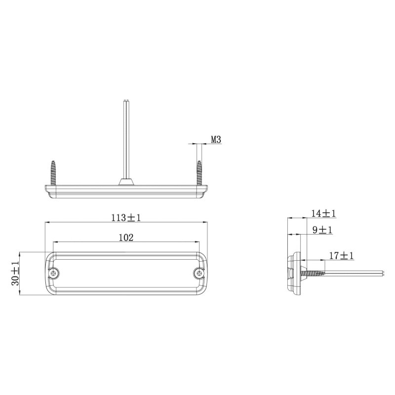 LED R10 flitser 6-LED rood 12-24V 200cm kabel