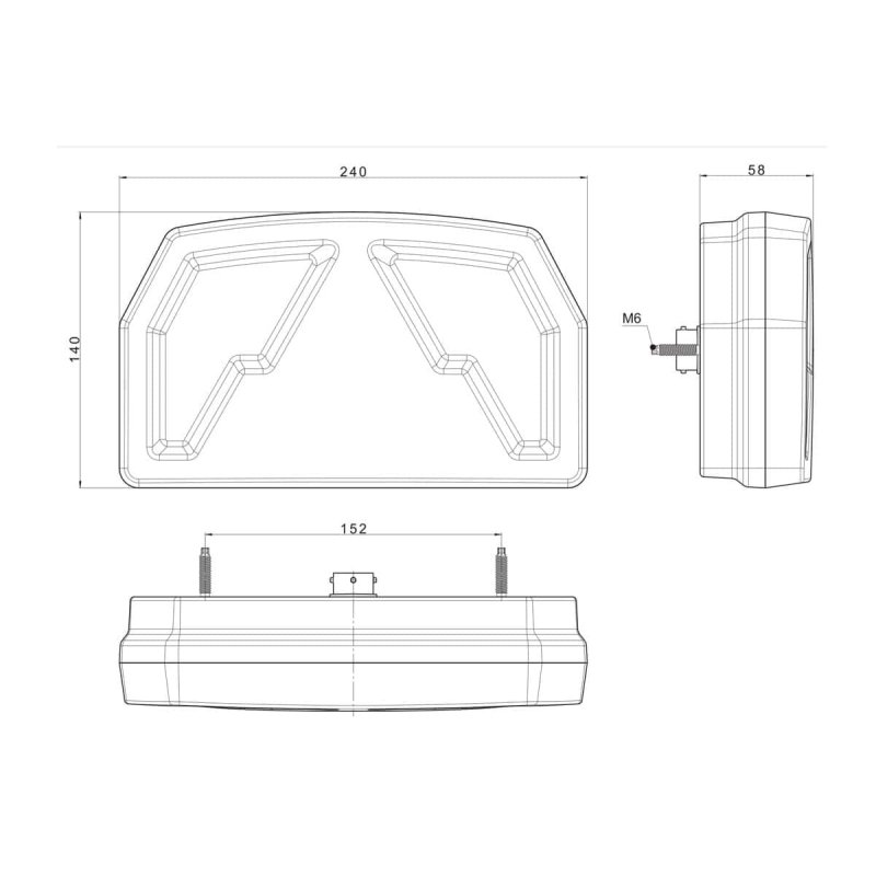 LED neon achterlicht rechts 12-24V - 6-PIN's
