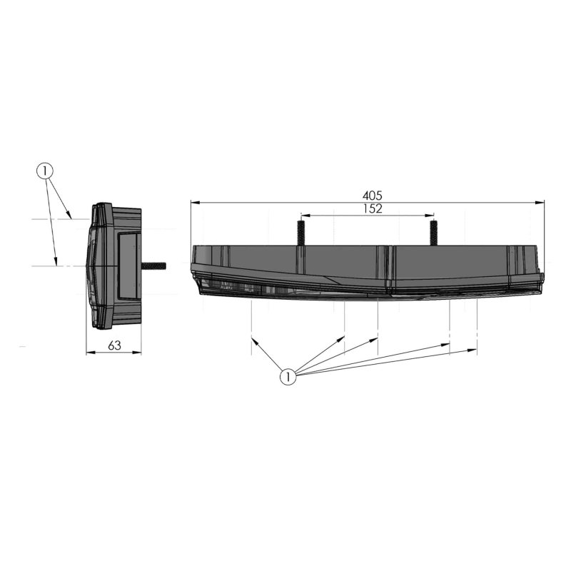 LED trailer neon trailerlicht links 12-24V 7-PIN's AMP