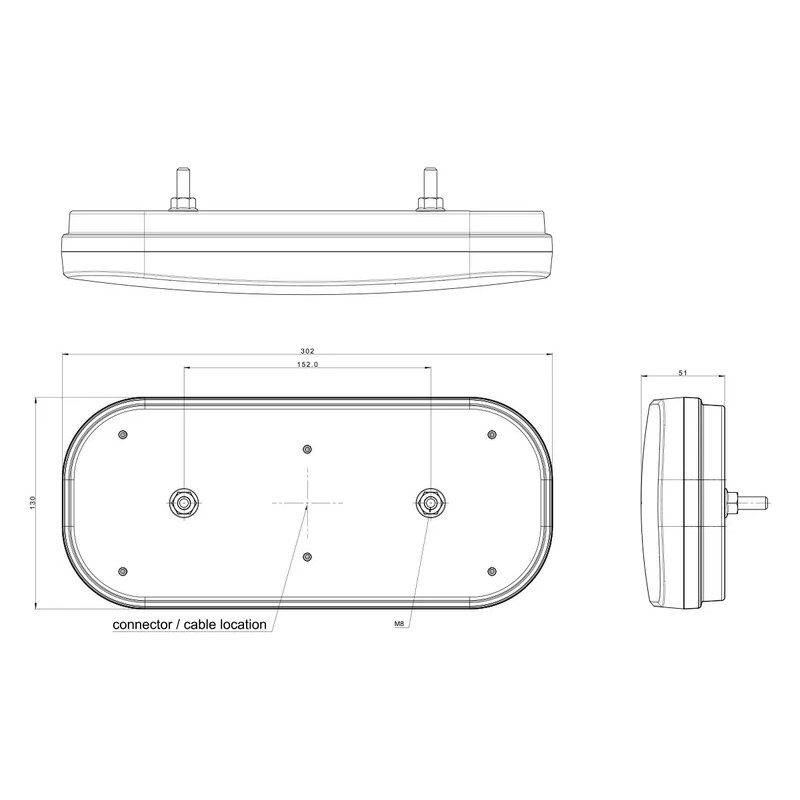 links | LED achterlicht truck | 12-24V | 100cm. kabel