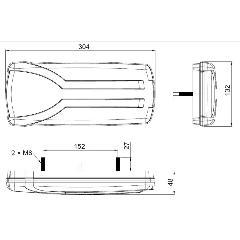 Gauche | Feu arrière LED clignotante dynamique | 12-24V | Connecteur AMP 7-PIN