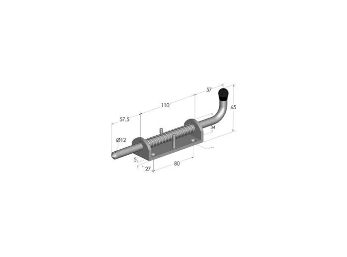 Verrou à ressort grand modèle 224.5 x 65 mm 12 mm