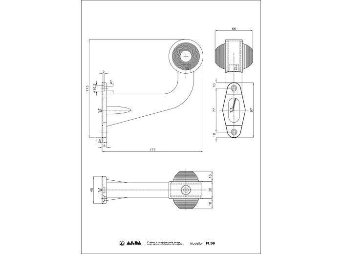 Feu de gabarit deporte angle 90° rouge/blanc ajba