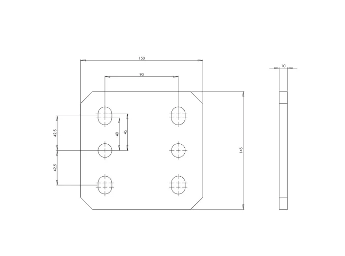 Plaque de rehausse 6 acier 10 mm entraxe 90 mm