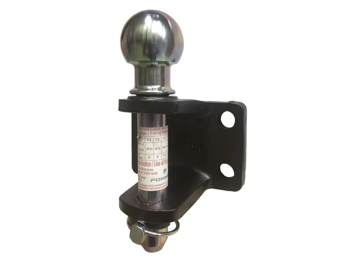 Chape mixte d'attelage 4 trous 17mm entraxe 90x50mm 3500 kg