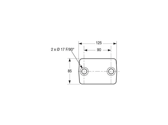 Chape mixte d'attelage 2x17mm entraxe 90mm 3500 kg