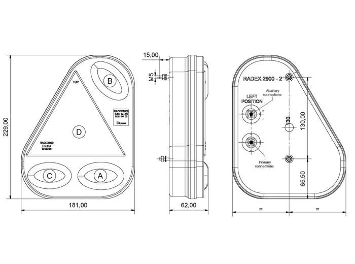 Feu radex 2900 gauche