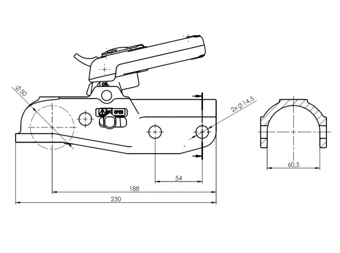 Tête 3500 kg avec poignée ergonomique et antivol