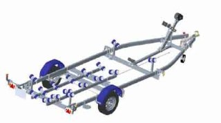 remorque porte bateau 1200kg multi-rouleaux
