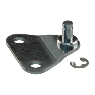 plaque de fixation avec cheville BB01/Z04 triangle 28x28x28x2.0mm. 2 trous Ø4.3mm sur 18mm. Appuyez sur Ø4x4.5mm. Max 180N, avec bague de blocage