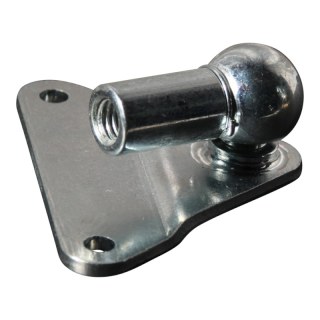 plaque de montage avec boule, boule et support zingué complet, triangle 62x62x3,0, 2 trous Ø5,3mm sur 55mm. Robinet Ø13x9,5mm. plateau à billes DIN 71805 13mm M8