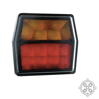 Feu arrière LED compact | 12V | avec éclairage de plaque d'immatriculation 5-PIN