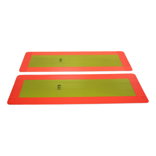 panneau de signalisation semi-remorque >3500kg 197mm x 566mm jaune avec rouge bord 2x sticker