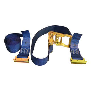 sangle d'arrimage avec cliquet et bague de fermeture bleu 50mm x 3400mm polyester