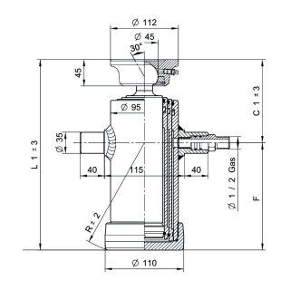 vérins téléscopiques 5ton course 1043mm à 3 expansions tête soudable
