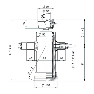 vérins téléscopiques 6ton course 595mm 2 expansions tête soudable