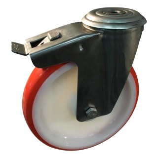 roulette pivotante avec frein 200mm série 27 ᠆ 30 trou pour boulon roulement à aiguilles éxécution inox