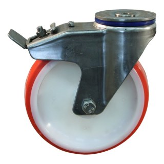 roulette pivotante avec frein 200mm série 27 ᠆ 31 trou pour boulon roulement à aiguilles éxécution inox