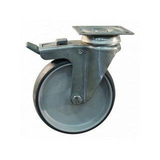 roulette pivotante avec frein 125mm serie 66 ᠆ 37 montage de la plaque palier lisse