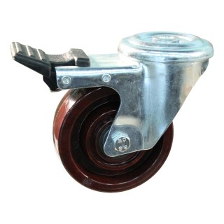 roulette pivotante avec frein 100mm trou pour boulon roulement à billes