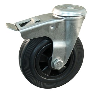 roulette pivotante avec frein 100mm série 01 ᠆ 30 trou pour boulon roulement à aiguilles éxécution inox