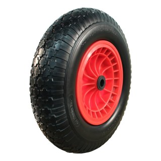 pneu en PU + roue + roulement à rouleaux Ø20 NL75mm plastique Rouge 4.00x8 bloc 2.50Ax8