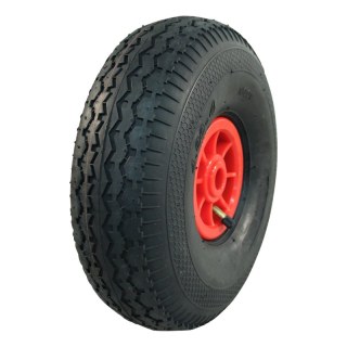 pneu + roue 4.00-4 2.10x4 ET0 roulement à rouleaux Ø20 NL75mm plastique V-6504 Rouge