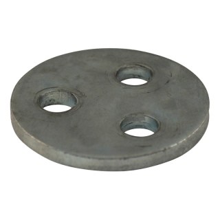 platine de fermeture acier Q23, galvanisé Ø68x6,0mm. 3 trous Ø13 sur un intraxe de 36,0