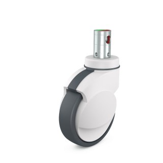 Roulette pivotante à freinage central avec blocage directionnel 125mm serie 75 - 89 goupille roulement à billes