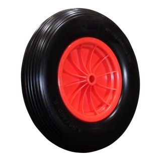 pneu en PU + roue + palier lisse Ø20 NL75mm plastique Rouge 4.00x8 ligne 2.50Ax8